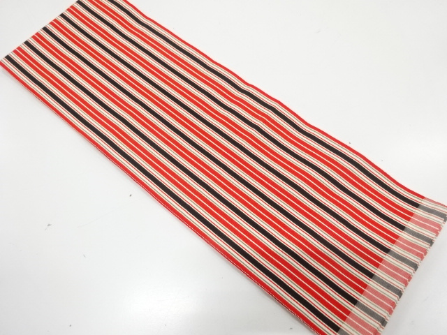 JAPANESE KIMONO / HANHABA OBI / SILK / CHIKUZEN HAKATA / WOVEN STRIPE